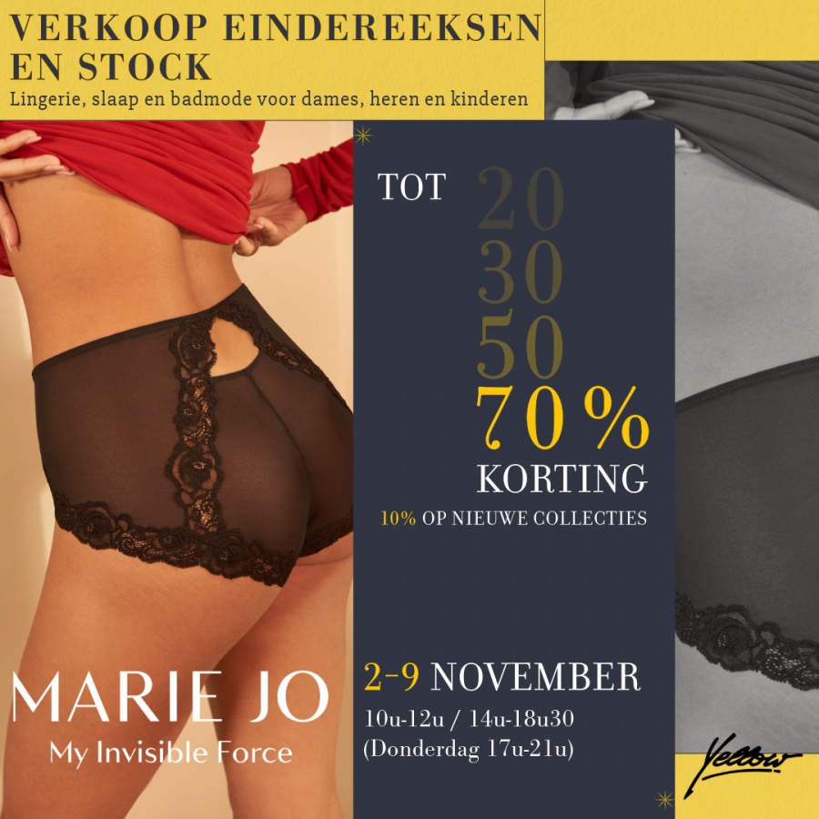 Boetiek Yellow verkoop van stock en eindereeksen lingerie, slaap- en badmode