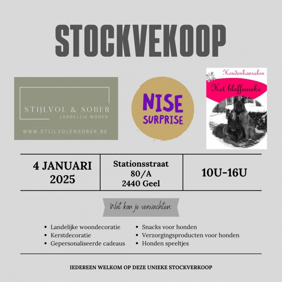 Stockverkoop Stijlvol & Sober / Nise Surprise / Het Blaffeureke