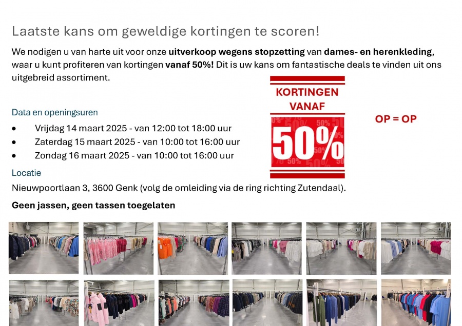 Uitverkoop wegens stopzetting Berghaus NV