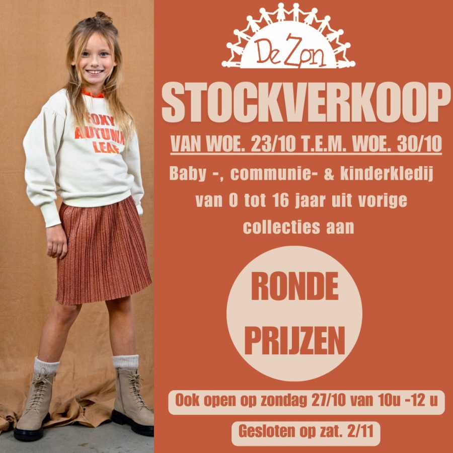 De zon - Deerlijk, Stockverkoop merkkledij van baby-, communie-  & kinderkledij 0 tot 16 jaar. 