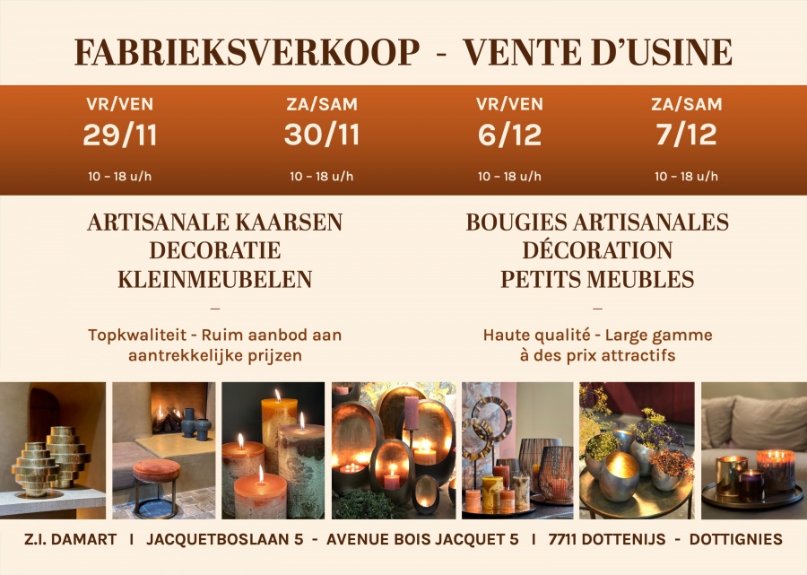 Fabrieksverkoop Artisanale Kaarsen, Decoratie & Kleinmeubelen