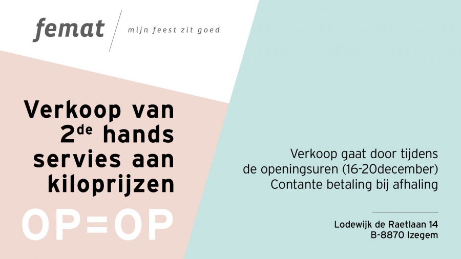 Verkoop van 2de hands servies aan kiloprijzen. Op = op