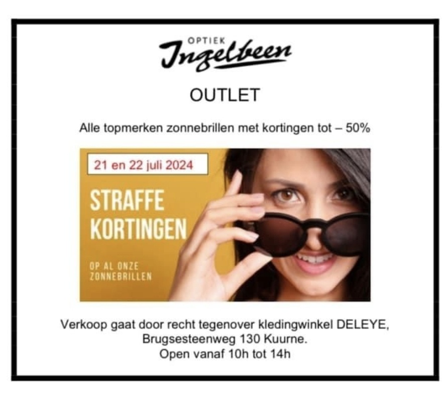 Outletverkoop zonnebrillen Optiek Ingelbeen