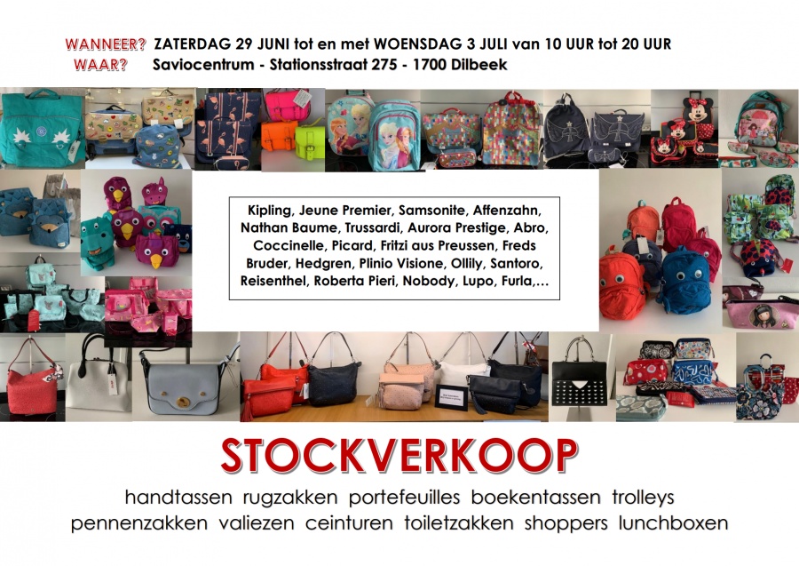 Stockverkoop boekentassen, handtassen en accessoires