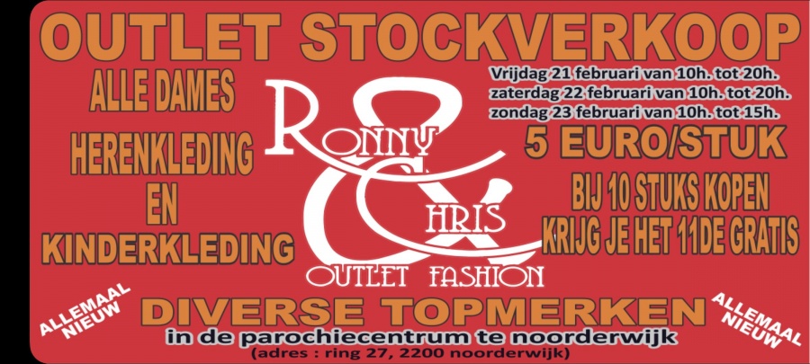 Grote stockverkoop dames- heren en kinderkleding aan 5 euro/ stuks