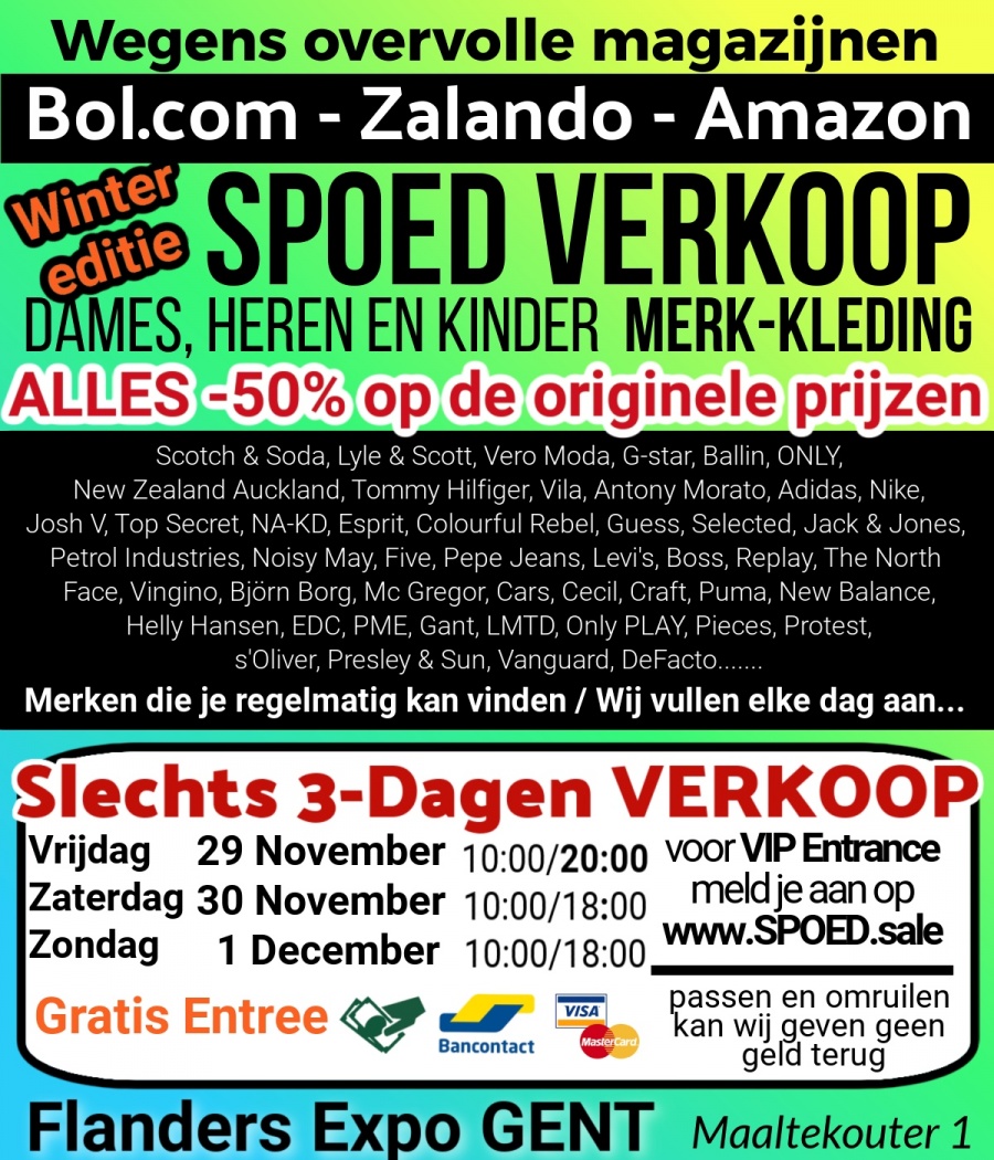 SPOED SALE Merk-Kleding Flanders Expo GENT Bol.com - Zalado - Amazon