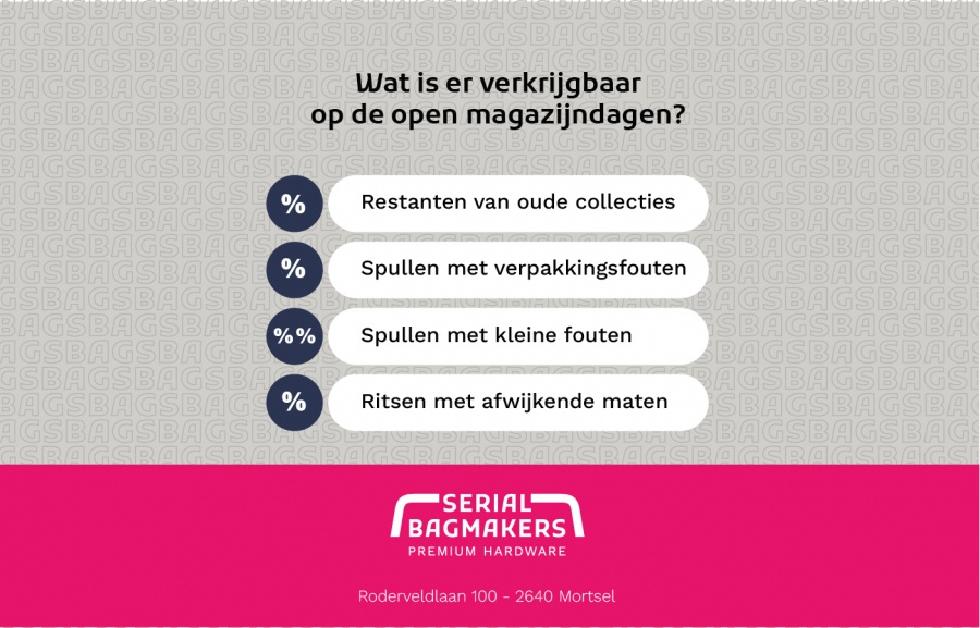 Open magazijn Serial Bagmakers (premium hardware en ritsen voor tassenmakers) - 2