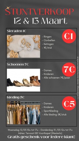 Stuntverkoop sieraden, fashion en schoenen